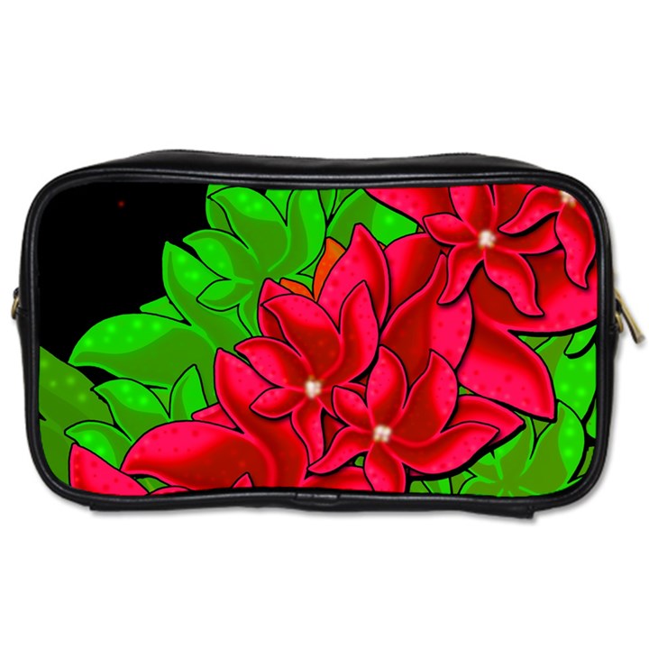 Xmas red flowers Toiletries Bags 2-Side