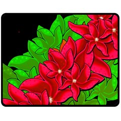 Xmas Red Flowers Fleece Blanket (medium)  by Valentinaart