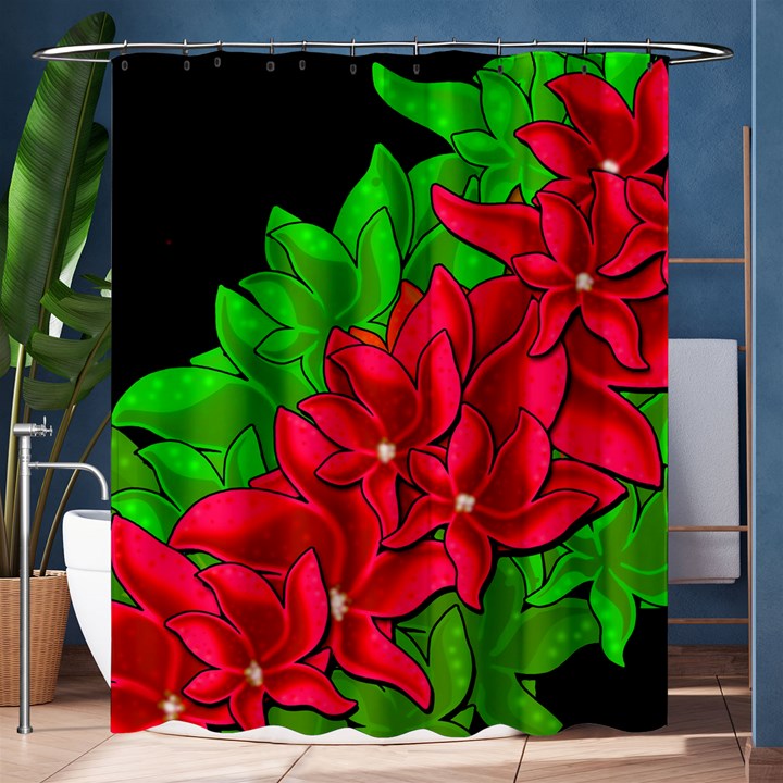 Xmas red flowers Shower Curtain 60  x 72  (Medium) 