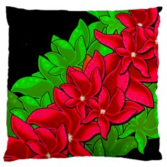 Xmas Red Flowers Large Cushion Case (two Sides) by Valentinaart