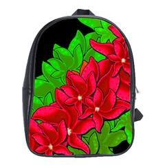 Xmas Red Flowers School Bags (xl)  by Valentinaart