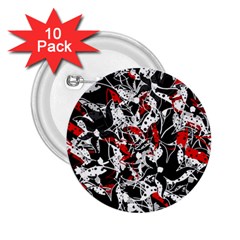 Red Abstract Flowers 2 25  Buttons (10 Pack) 