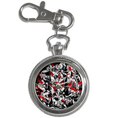 Red Abstract Flowers Key Chain Watches