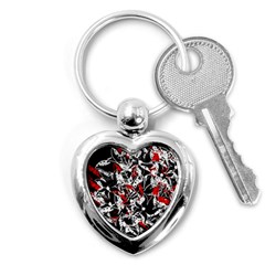 Red Abstract Flowers Key Chains (heart) 