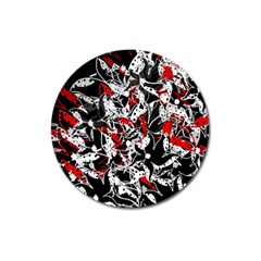 Red Abstract Flowers Magnet 3  (round)