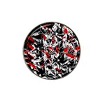 Red abstract flowers Hat Clip Ball Marker (4 pack) Front