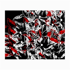 Red Abstract Flowers Small Glasses Cloth