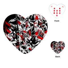 Red Abstract Flowers Playing Cards (heart) 