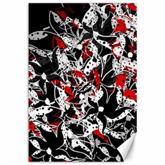 Red Abstract Flowers Canvas 12  X 18  