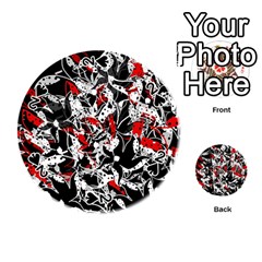 Red Abstract Flowers Playing Cards 54 (round) 