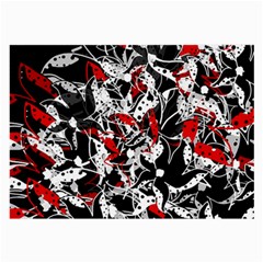 Red Abstract Flowers Large Glasses Cloth by Valentinaart