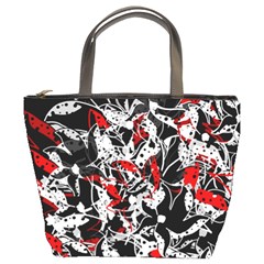 Red Abstract Flowers Bucket Bags by Valentinaart