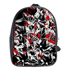 Red Abstract Flowers School Bags(large)  by Valentinaart