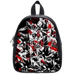 Red abstract flowers School Bags (Small)  Front