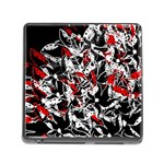 Red abstract flowers Memory Card Reader (Square) Front