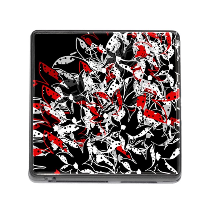 Red abstract flowers Memory Card Reader (Square)