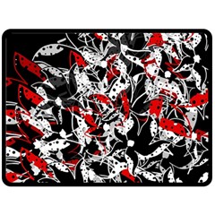 Red Abstract Flowers Fleece Blanket (large) 