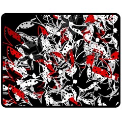 Red Abstract Flowers Fleece Blanket (medium) 