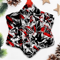 Red Abstract Flowers Snowflake Ornament (2-side)