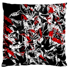 Red Abstract Flowers Large Cushion Case (two Sides)