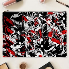 Red Abstract Flowers Cosmetic Bag (xxxl) 