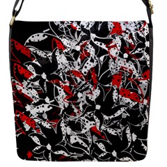 Red Abstract Flowers Flap Messenger Bag (s)