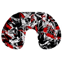 Red Abstract Flowers Travel Neck Pillows