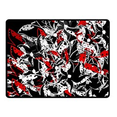 Red Abstract Flowers Double Sided Fleece Blanket (small)  by Valentinaart