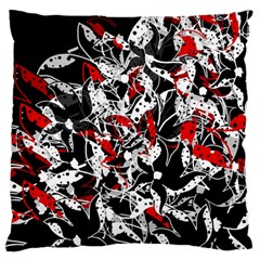 Red Abstract Flowers Large Flano Cushion Case (one Side) by Valentinaart