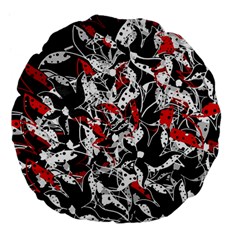 Red Abstract Flowers Large 18  Premium Flano Round Cushions