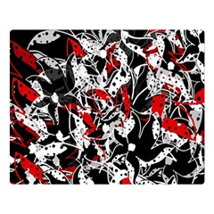 Red Abstract Flowers Double Sided Flano Blanket (large) 