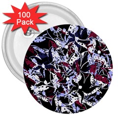 Decorative Abstract Floral Desing 3  Buttons (100 Pack) 