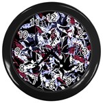 Decorative abstract floral desing Wall Clocks (Black) Front