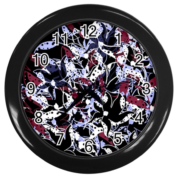 Decorative abstract floral desing Wall Clocks (Black)