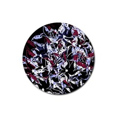 Decorative Abstract Floral Desing Rubber Coaster (round)  by Valentinaart