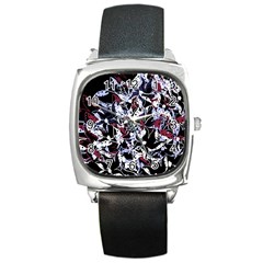 Decorative Abstract Floral Desing Square Metal Watch