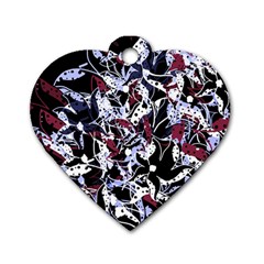 Decorative Abstract Floral Desing Dog Tag Heart (two Sides)