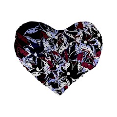 Decorative Abstract Floral Desing Standard 16  Premium Heart Shape Cushions