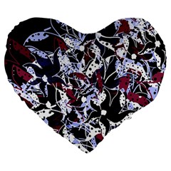 Decorative Abstract Floral Desing Large 19  Premium Heart Shape Cushions by Valentinaart