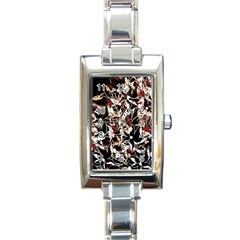 Abstract Floral Design Rectangle Italian Charm Watch