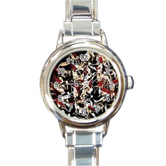 Abstract Floral Design Round Italian Charm Watch