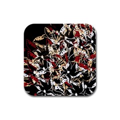 Abstract Floral Design Rubber Square Coaster (4 Pack) 