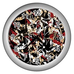 Abstract Floral Design Wall Clocks (silver) 