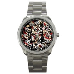 Abstract Floral Design Sport Metal Watch