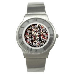 Abstract Floral Design Stainless Steel Watch