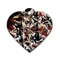 Abstract Floral Design Dog Tag Heart (one Side)