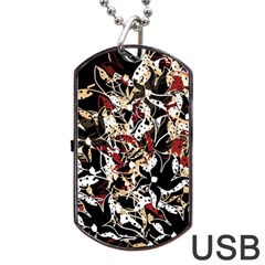 Abstract Floral Design Dog Tag Usb Flash (two Sides) 