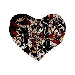 Abstract Floral Design Standard 16  Premium Heart Shape Cushions