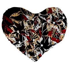 Abstract Floral Design Large 19  Premium Heart Shape Cushions