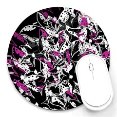 Purple Abstract Flowers Round Mousepads by Valentinaart